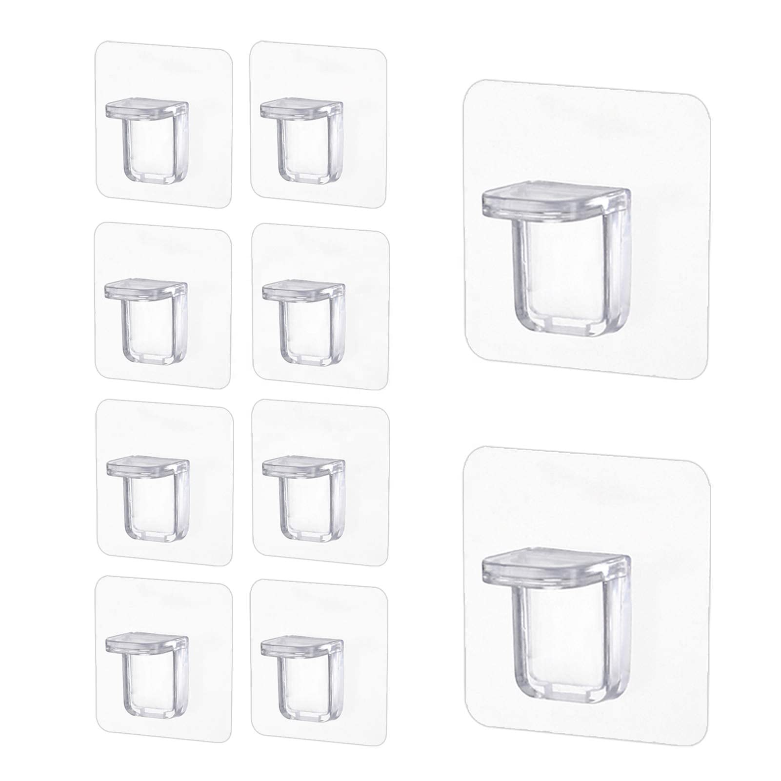 Partition Transparent Plastic Bracket Punch Free Shelf Support Bracket Clips Cabinet Shelf Brackets Self Adhesive Closet for Book Shelve Kitchen Cabinet Furniture (Transparent)(Pack of 10)