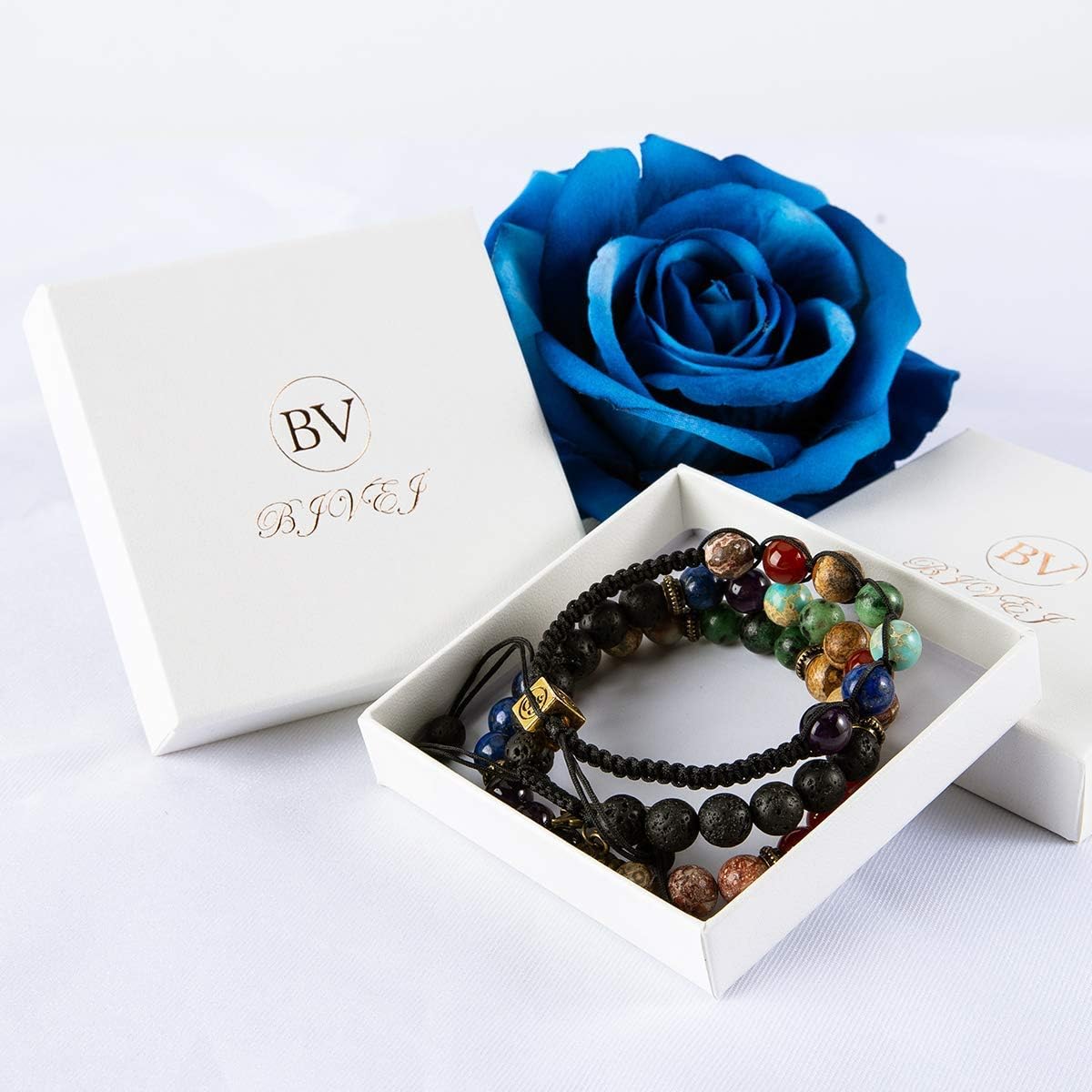 Bivei Life Tree and Leaf Charm Healing Anxiety Stretch Bracelets + 7 Chakra Bead Bracelets for Women