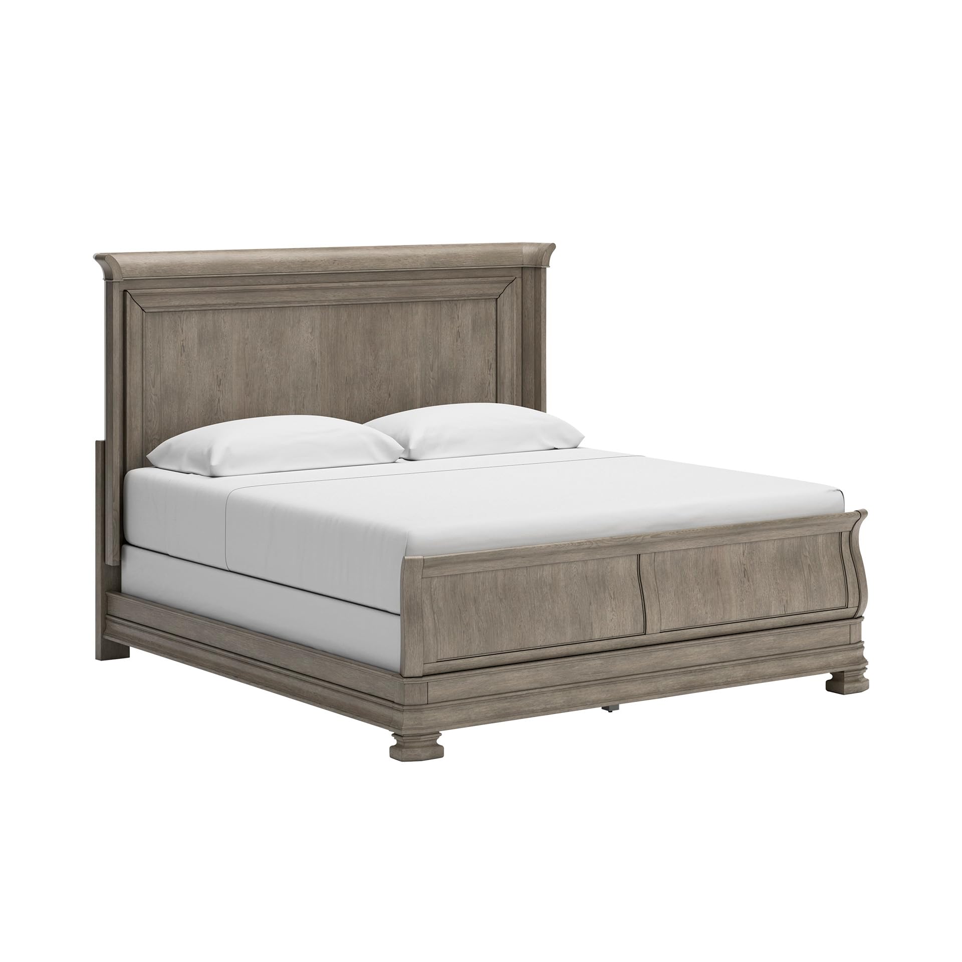 Signature Design by Ashley Lexorne Traditional King Sleigh Bed, Foundation or Box Spring Needed, Light Gray