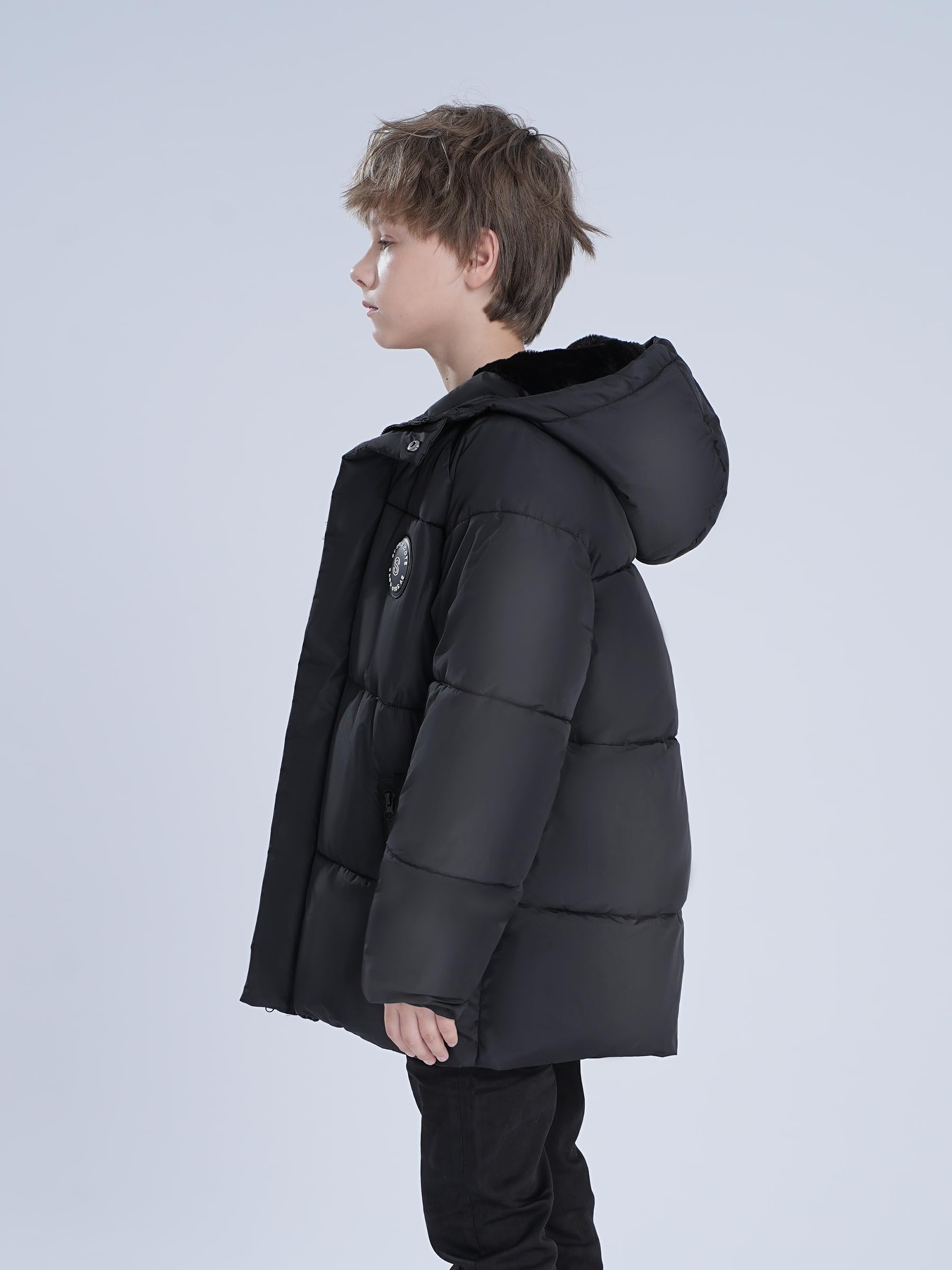 maoo garden Doudoune Hiver Garçon Lourd 128-152cm - Manteau Déperlant À Double Doublure Polaire Pour Grands Enfants