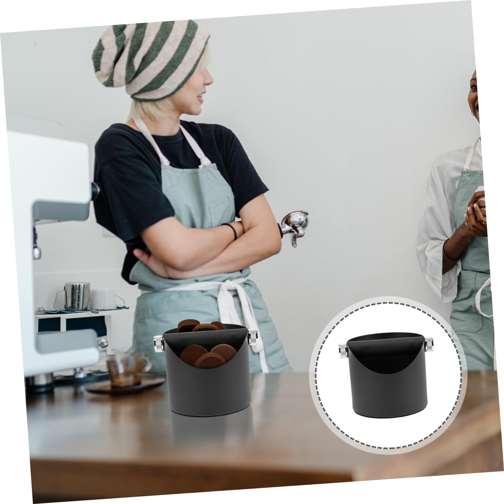 KICHOUSE Coffee Powder Bucket Tapping Slag Box Espresso Grounds Bucket Knock Bar Espresso Accessories