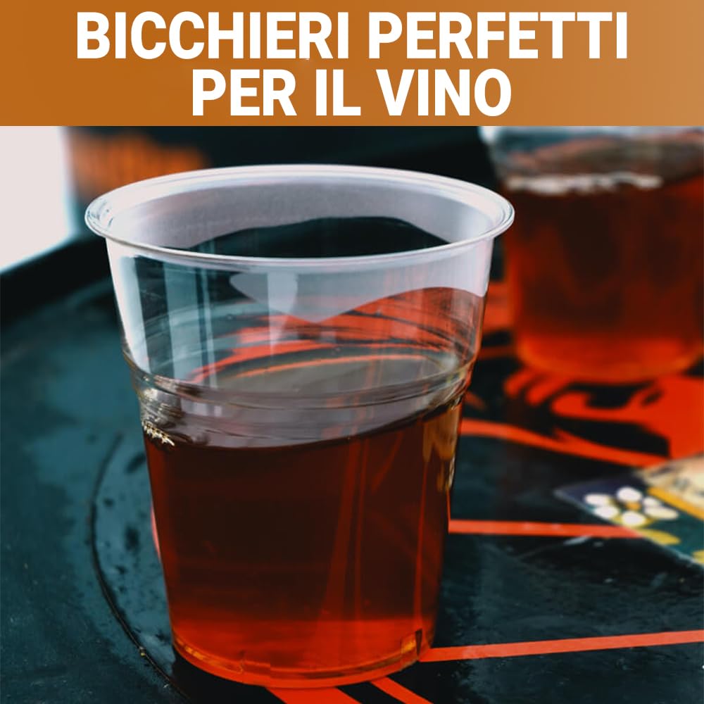 G.M. DISTRIBUZIONE 1000 Bicchieri da 160 Ml Trasparenti in PS Riutilizzabile, Lavabili, Per Yogurt, Vini bianchi e rossi, Liquori, Bicchieri Multiuso per Bar e Lounge Bar