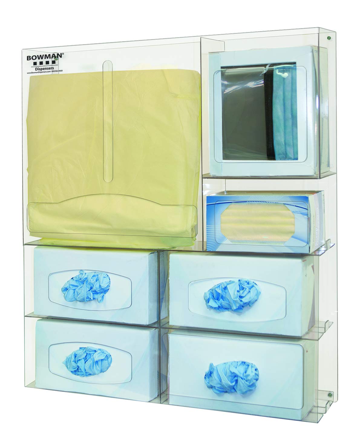 Bowman Dispensers Protective Wear Organizer, Universal Size Compartments, Wall Mounting, Door Hanger Cutout, Stainless Steel, Made in USA, 4.52 Inch L x 22.75 Inch W x 25.63 Inch H