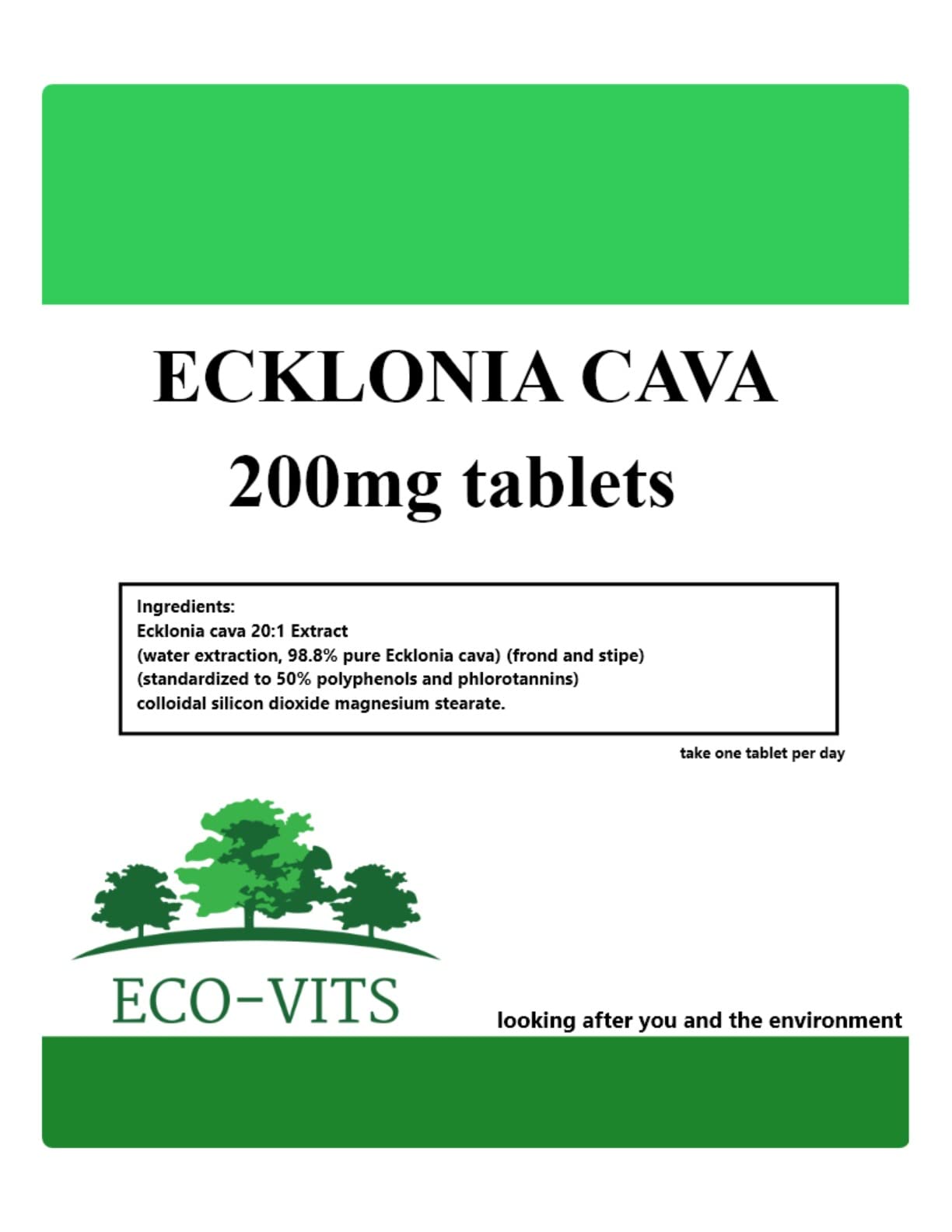 ECKLONIA CAVA 200mg 30 Tablets Algae Based antioxidant polyphenols