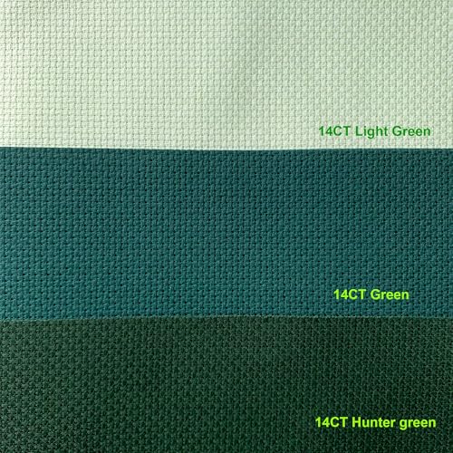Image of Aida Cloth 14 Count Cross Stitch Fabric,19x28inch (14CT, Green)