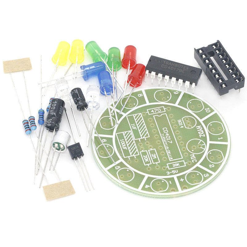 Fun 4017 Colorful Voice-Activated Rotating LED Lights Circuit Board Production DIY Kit Electronic DIY Production Parts image 3