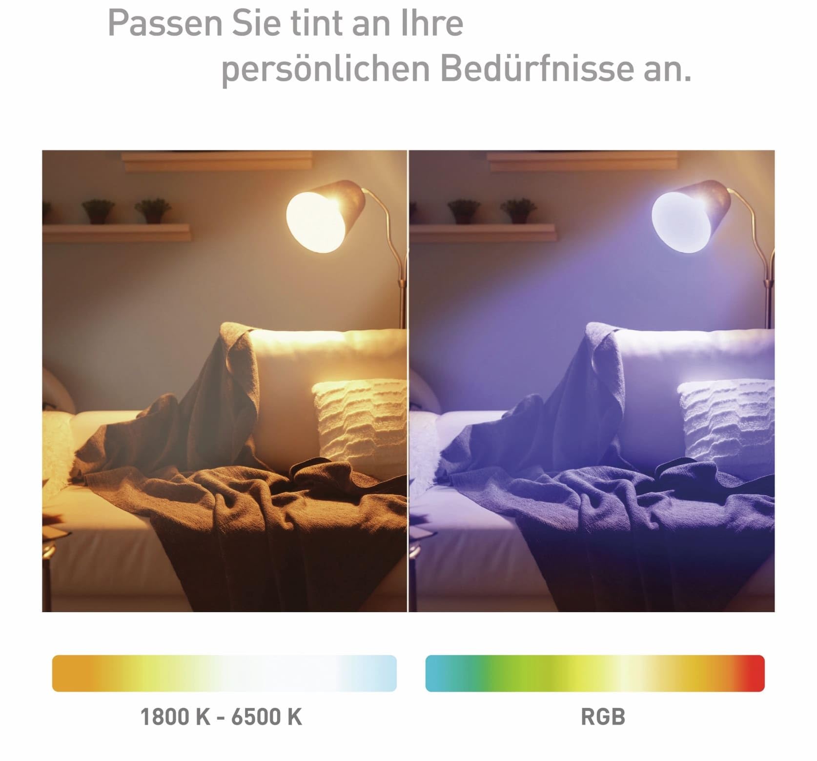 tint Globo LED inteligente – Controlable por Alexa o mando a distancia – Bombilla E27 regulable con luz blanca (1800-6500K) y de color RGB 15W