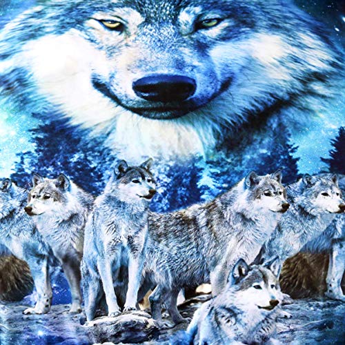 Sleepwish Wolf Bedding Set Kids Blue Wolf Bed Set Animal Wolves Duvet Cover Teen Boy Wolf Bed Set 3 Pieces Wolf Bedding Set Twin (White Wolf Standing On Snow Mountain) #TOP1