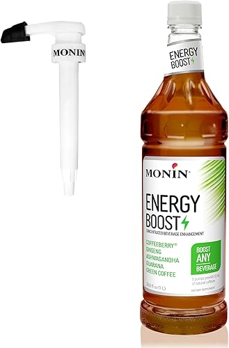 Monin - Suplemento energético líquido, sabor a té sutil, cero azúcar añadido, ideal para café, refrescos y más, bajo en calorías, contiene cafeína