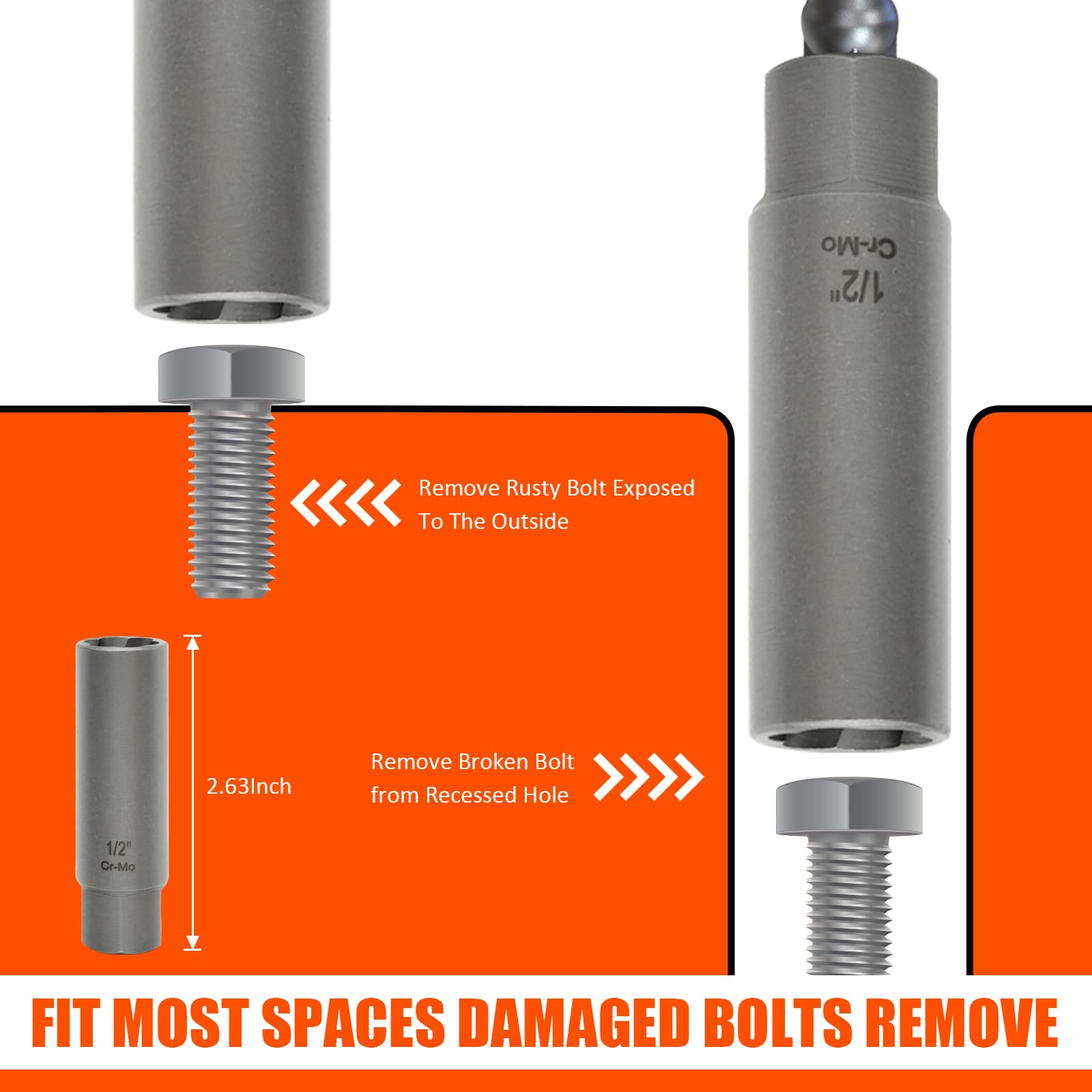 Coobeast 11Pcs Bolt Extractor Kit, Deep Bolt Extractor Set For Rounded Damaged