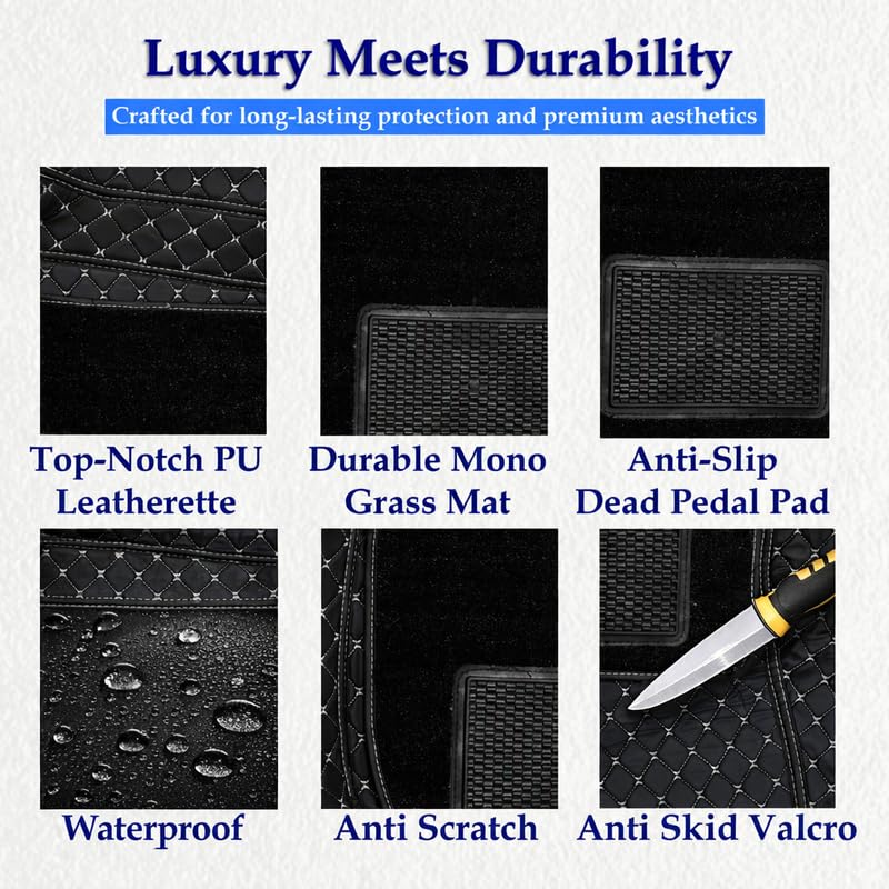 Image of SINEX 7D car mat Full Set for Tata Punch Facelift (Model: 2026) || Luxury Leather Double Car Floor Mat Complete Set || 100% Waterproof and Washable || Color : Black