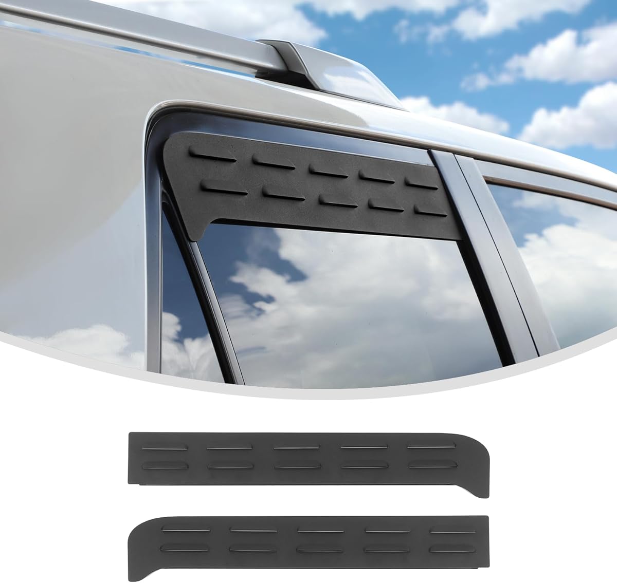 Linskip Aluminum Rear Window Vent Shades Compatible with 2010-2023 Toyota 4Runner, Louvered Rain Deflectors for Rear Door Windows, Exterior Accessories