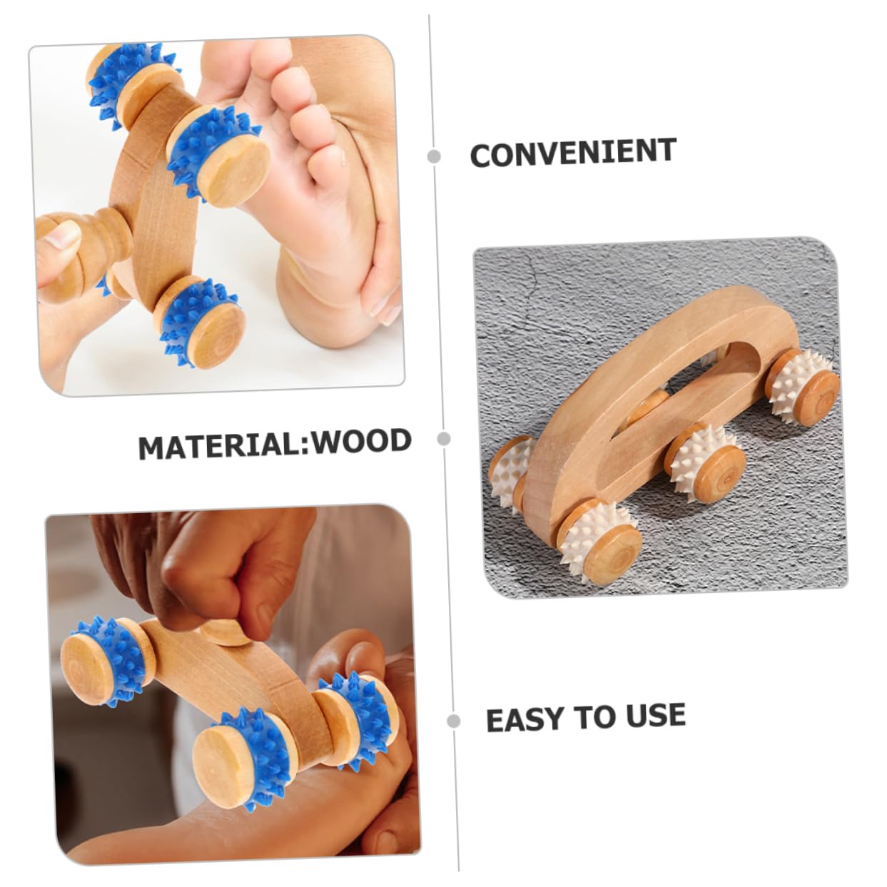 Ipetboom 10piezas Rodillo De Masaje Manual De Madera Para De Masajeador Portátil Para Pies Cuello y Cuerpo Para Relajación y