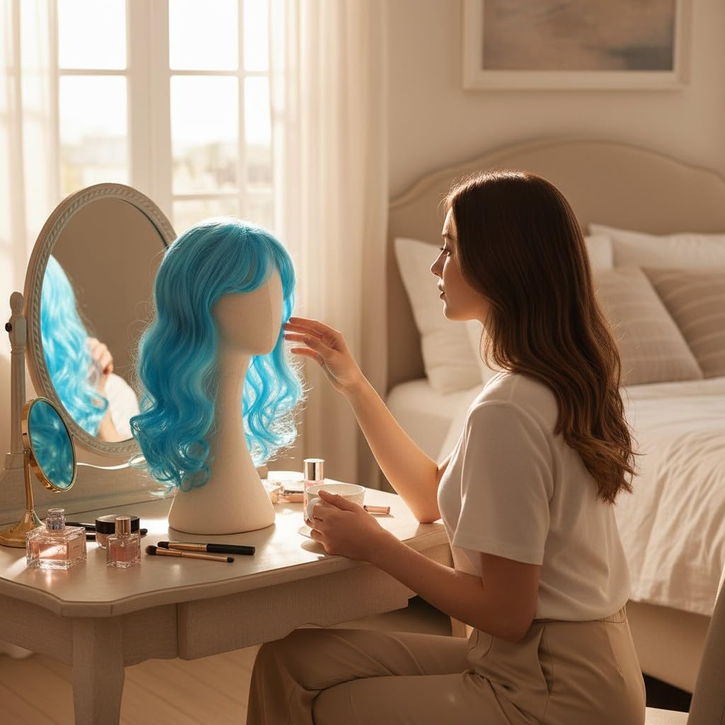 Moira Blue Synthetic Wig - Costume & Cosplay -6