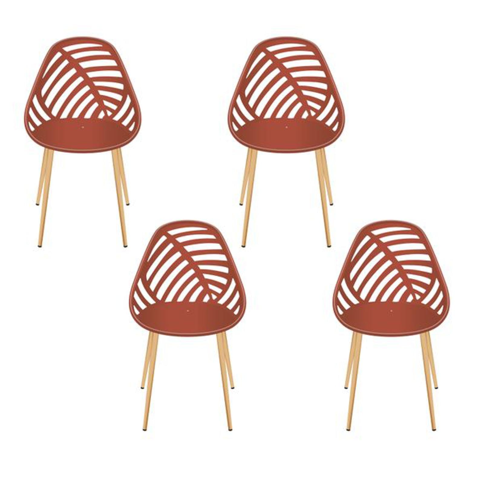 HOME DECO FACTORY Lot de 4 Chaises Alameda Terracotta Extérieur Confortable
