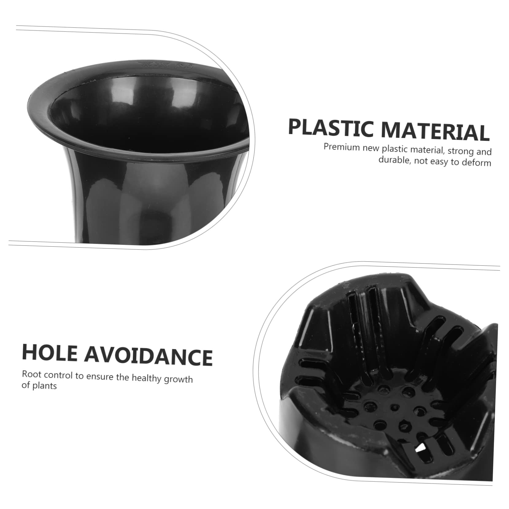 10 Pots de Pépinière Noirs en Plastique Respirant pour Plantes et Fleurs, Contrôle Racinaire, Design Simple, pour Jardin et Intérieur