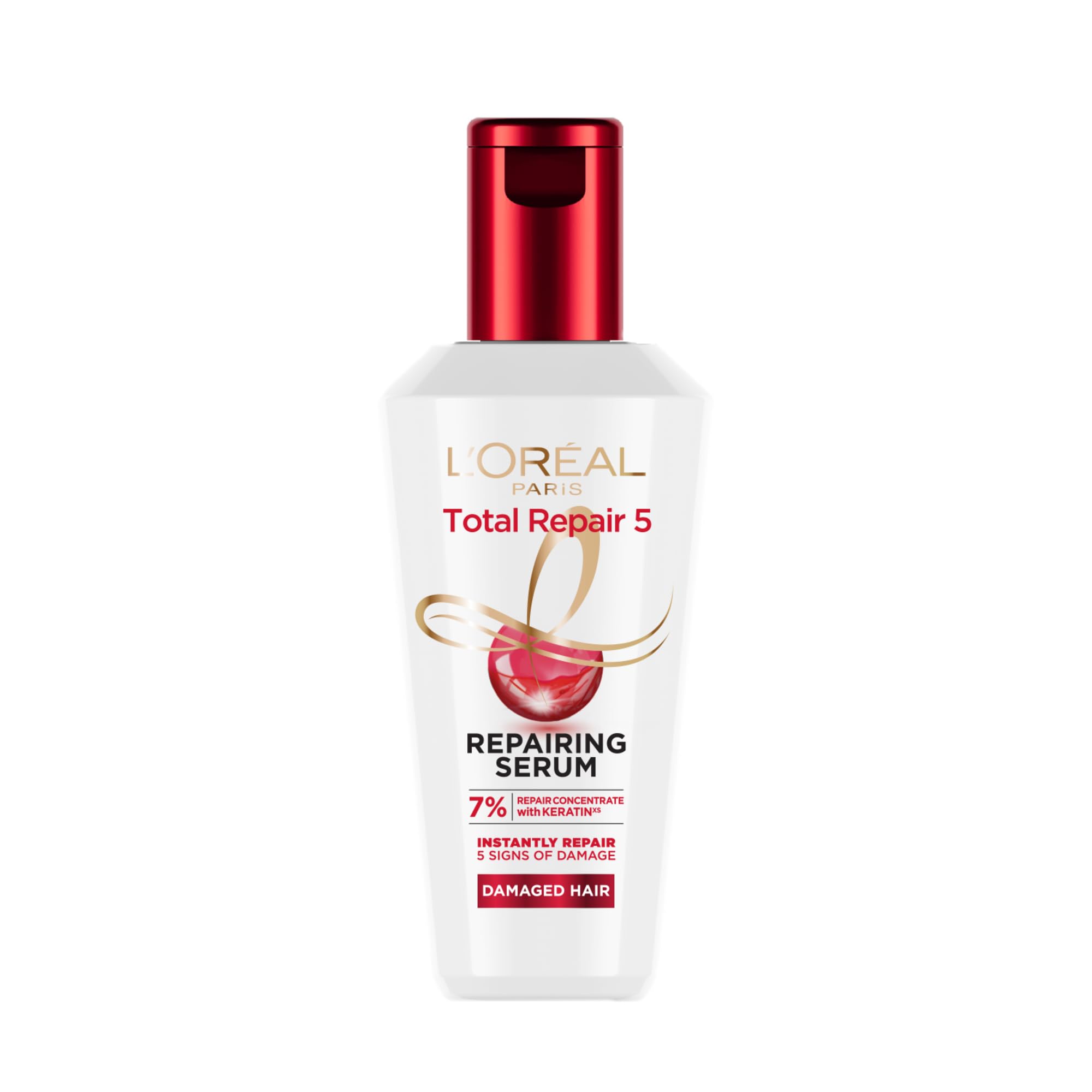 L'Oreal Paris Total Repair 5 Hair Serum For Damaged Hair | Powered by Keratin XS Technology| Fights 5 Signs of Hair Damage- Frizz, Breakage, Dryness, Stiff Hair, and Split end | 40ml