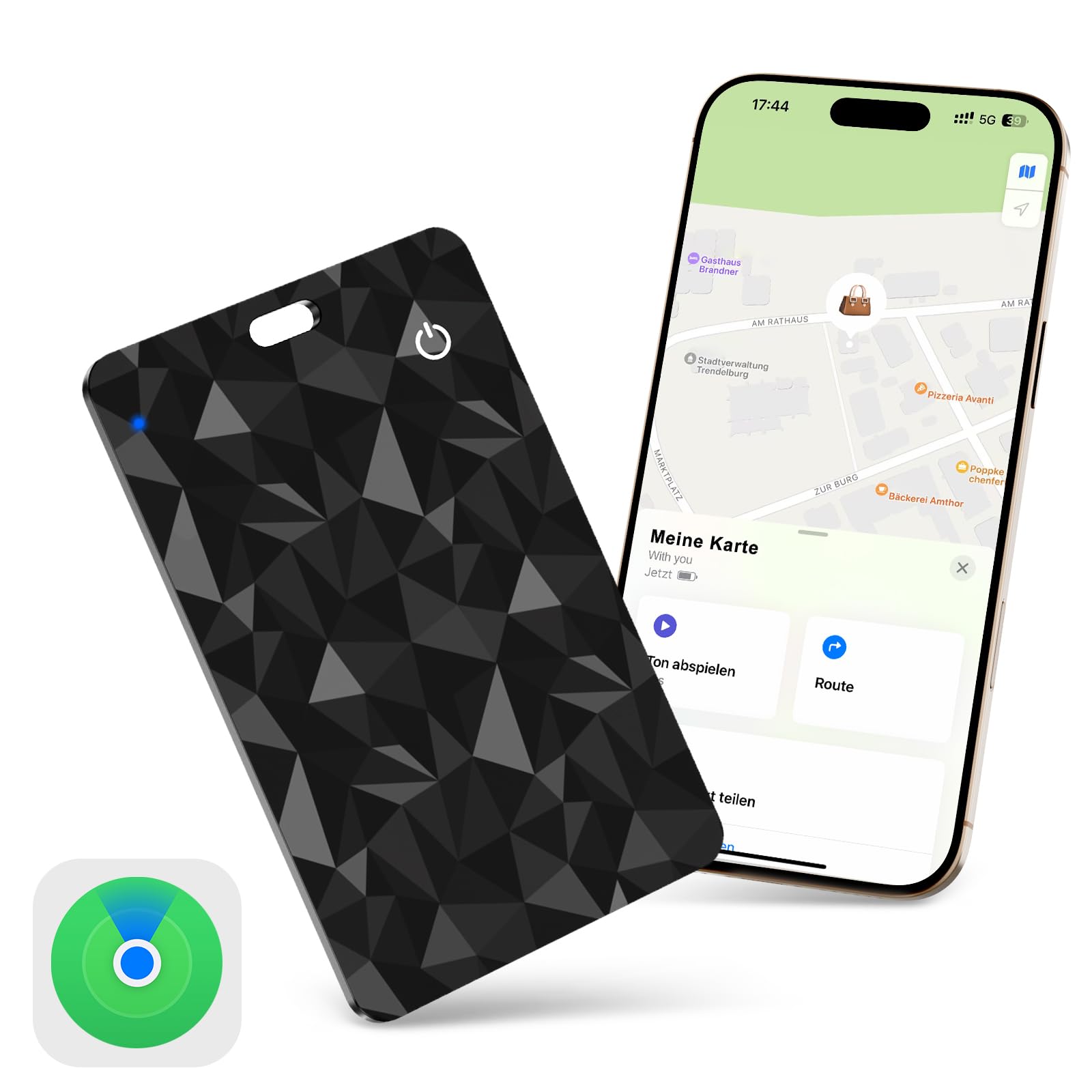Dünne Wallet Tracking Card Kompatibel mit Apple »Wo ist?« (Nur iOS) Wiederaufladbarer GPS Tracker Karte Find My Wallet Tracker für Brieftasche, Schlüssel, Reisepass, Key