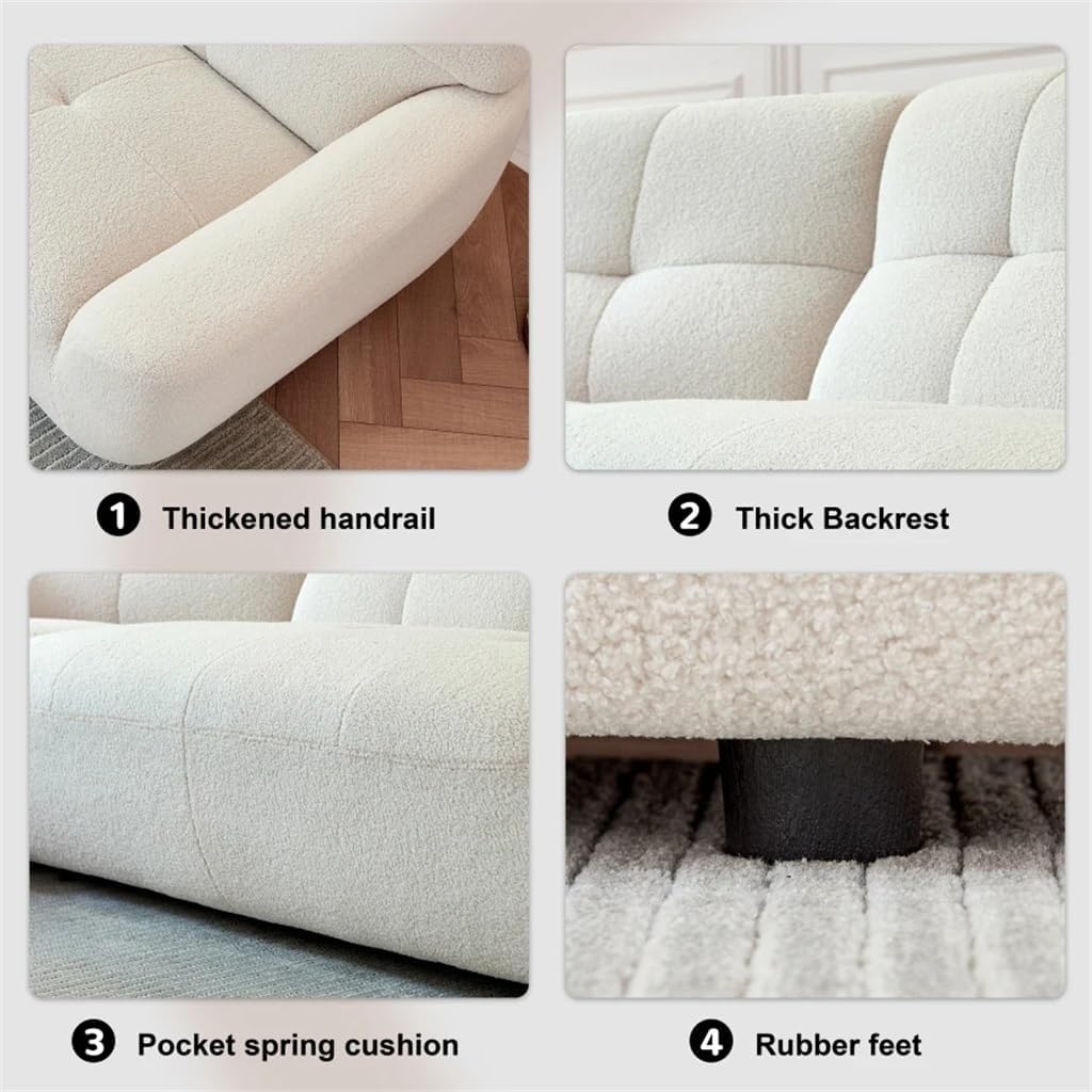 Corner Sectional Sofa with Tufted Seat Upholstered, Tool-Free Assembly.(Beige)