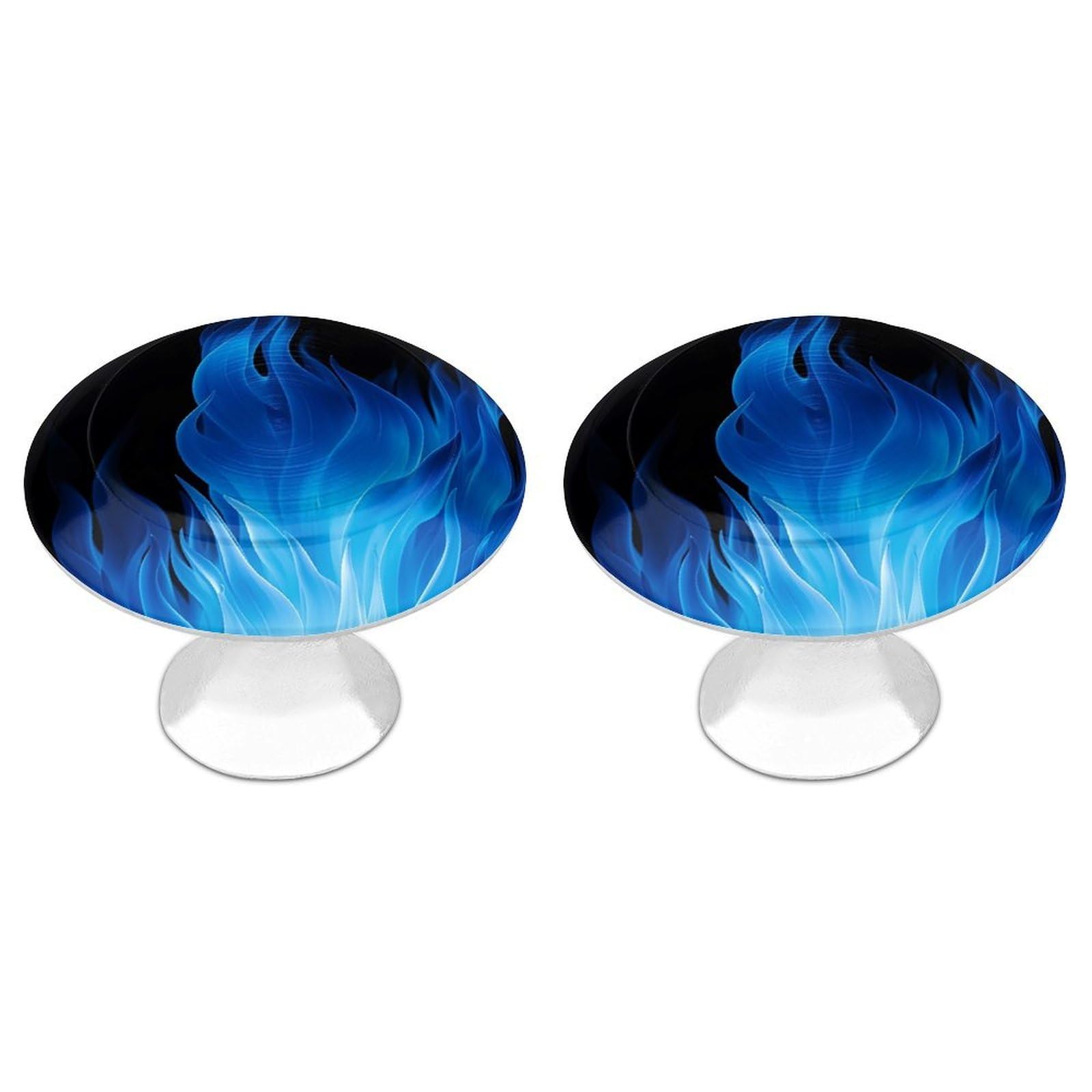 FekiLoot Blue Flame Cabinet Knobs 2 Pack Stainless Steel Round Dresser Drawer Knobs Kitchen Drawer Hardware Dresser Knob Closet Door Pulls Cabinet Handles for Cupboard Drawer Pulls