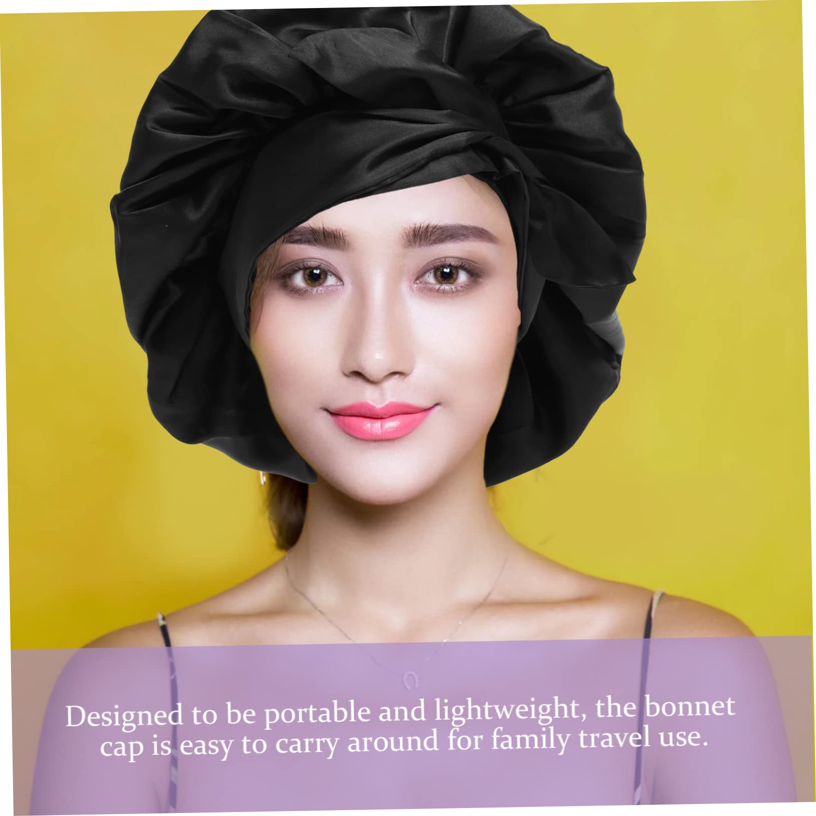minkissy 3piezas Gorro De Para Mujeres Con Lazo Capucha Grande De Satén Gorro De Baño Elástico y Reutilizable Para Spa y Sueño