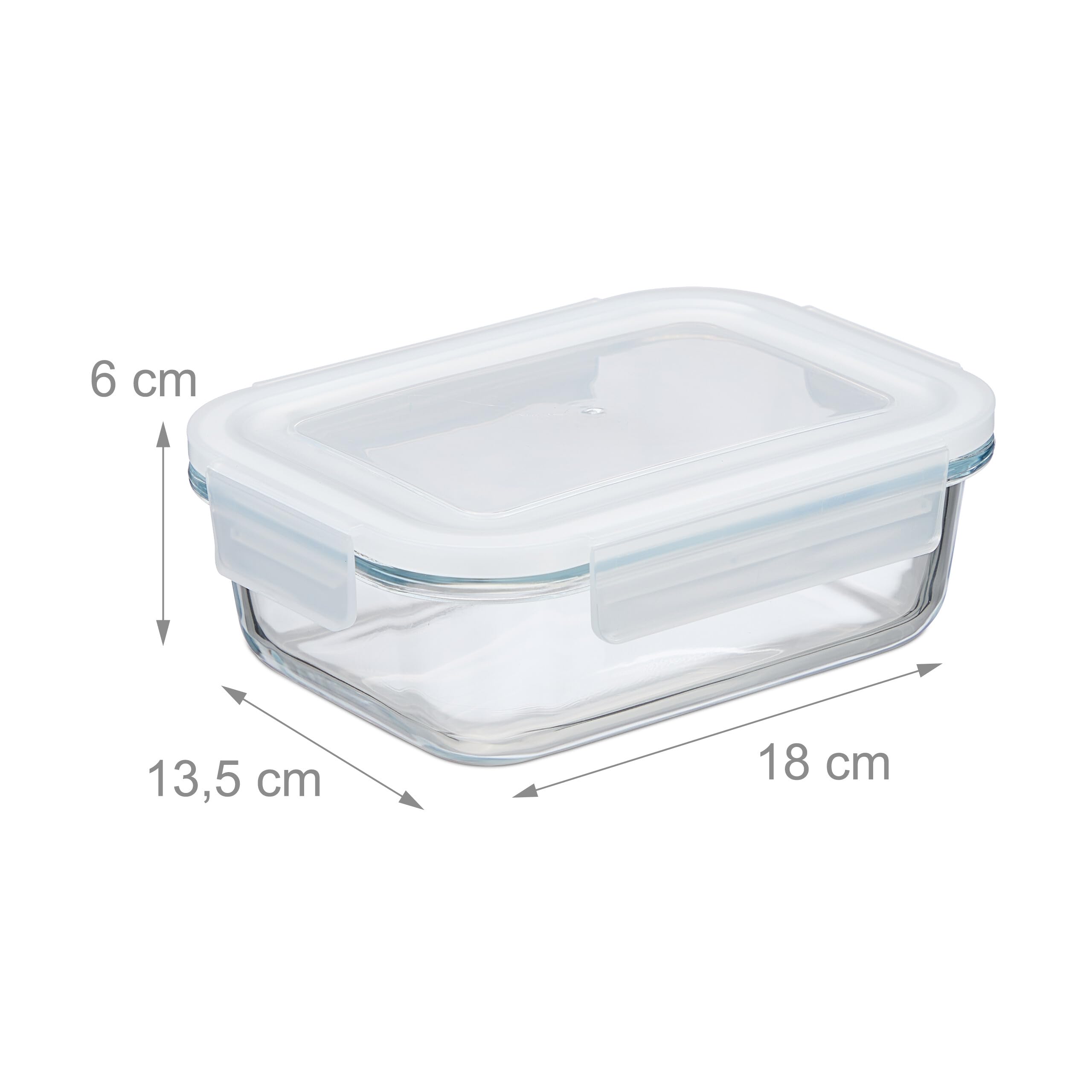 Relaxdays Contenitore per Alimenti con Coperchio Ermetico, Set da 4 Vaschette da 640 ml, Scatole Meal Prep, Trasparente