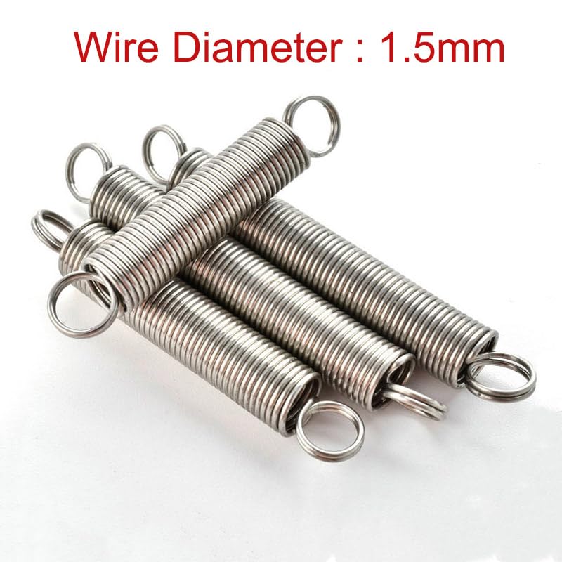 10pcs 304 Stainless Steel Tension Springs, Extension Spring Double Coil Springs Wire Dia 1.5mm, Flexible Spring Coils(1.5 x 12 x 80mm)