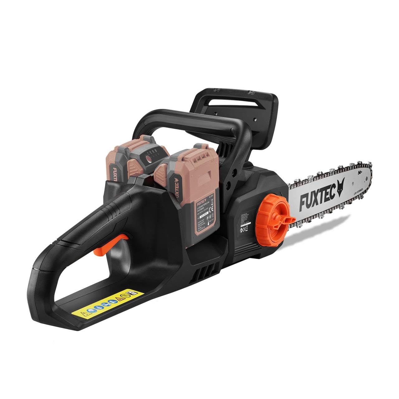 Akumulatorowa pilarka lancuchowa FUXTEC 2x20V FX-E2KS - dlugosc prowadnicy 14 cali, napiecie 2x20 V, waga 4,2 kg, predkosc lancucha 15 m/s i wylacznik bezpieczenstwa