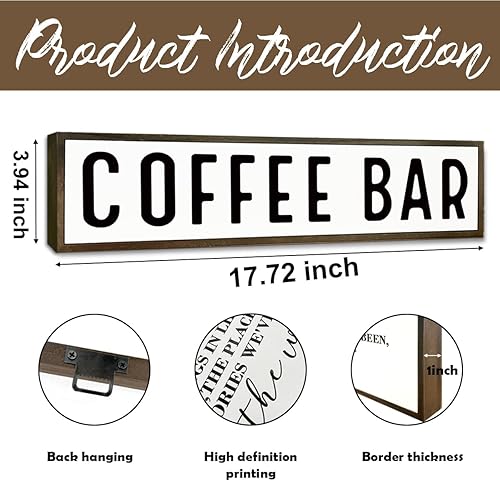 Miniatura 2 de Letreros de barra de café para cocina, decoración de granja para estante, letrero de madera rústica para colgar en la pared, decoración de cafés