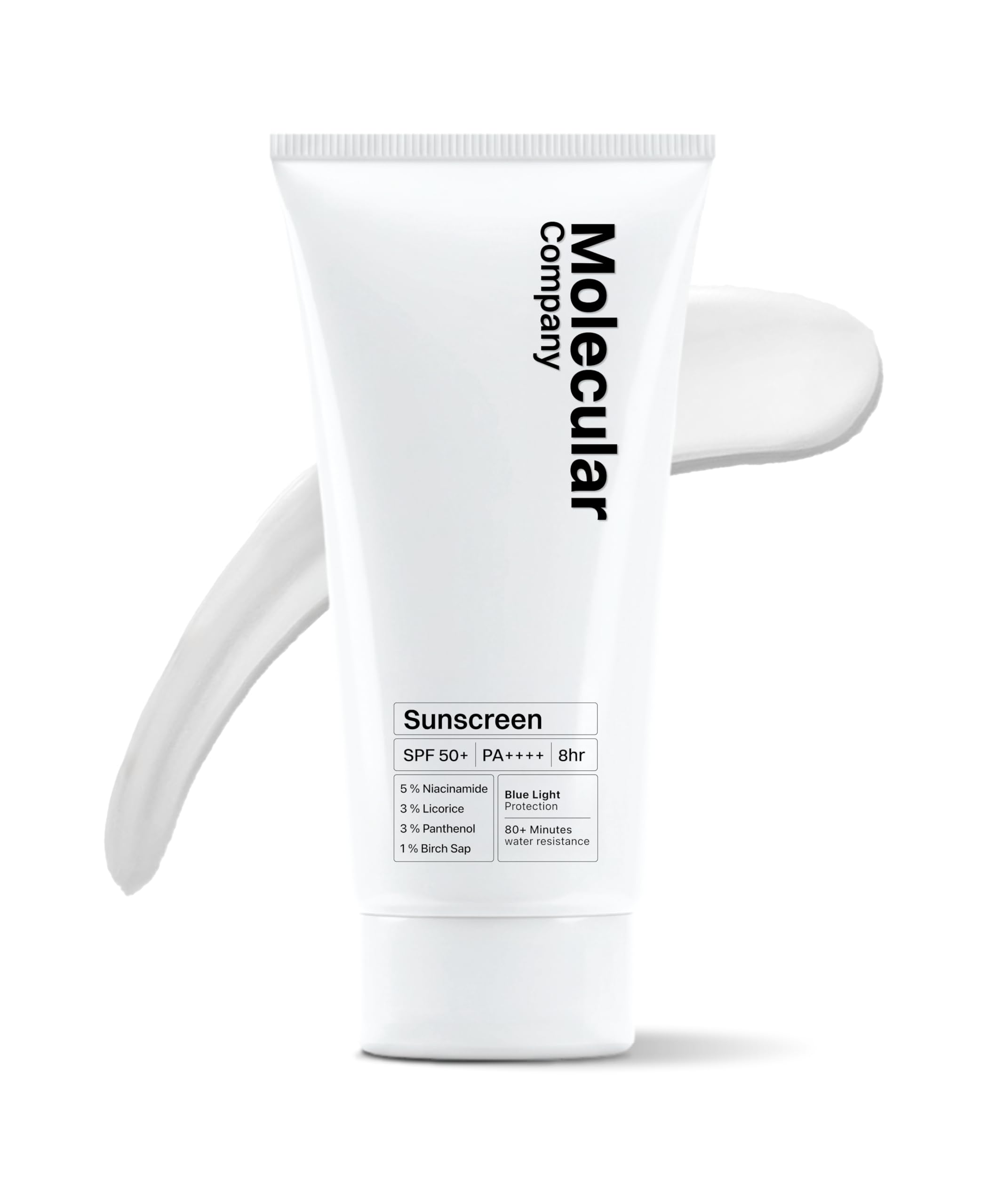 Molecular Company SPF 50+ Pa++++ Face Sunscreen Gel, 50g | 2X Moisturising than Hyaluronic Acid | With 5% Niacinamide, 3% Panthenol, 3% Lecorice, 1% Birch Sap l All Skin Type For Men & Women