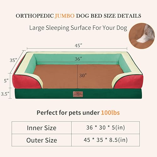 Miniatura 594 de Comfort Expression - Cama ortopédica para perros extragrandes, 53 x 42 pulgadas, cama impermeable y de apoyo de espuma con cojines removibles, con