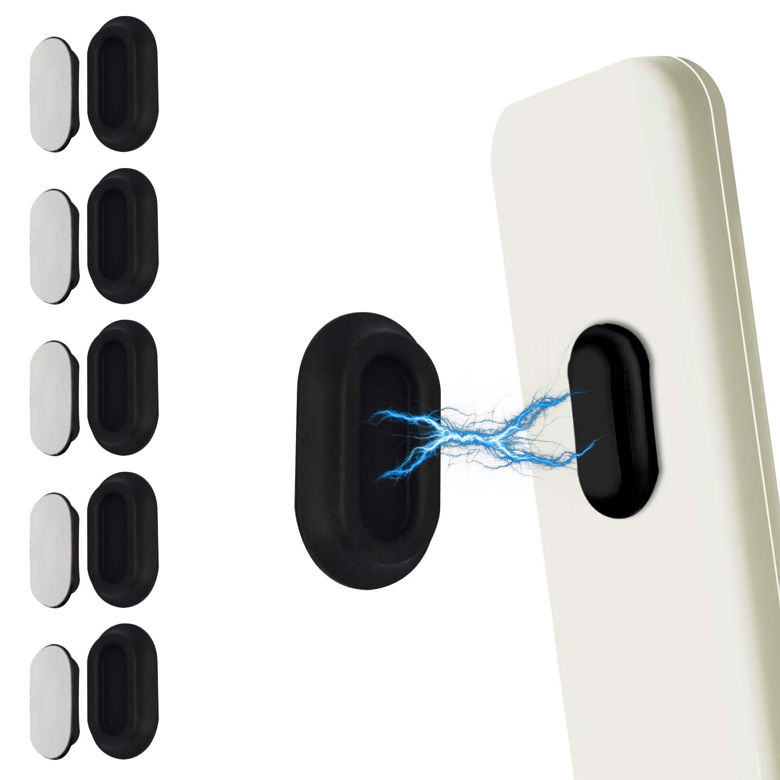 Ehzyaz 5 Pack Magnetic Remote Control Holder - Wall Mount Self-Adhesive Organizers Storage for TV & Air Conditioner, Fix Remotes With Ease, Black