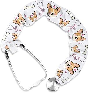Rnyleeg Cute Corgi Stethoscope Cover Sleeve Veterinary Stretchy Stethoscope Sleeve for Nurses Doctors Stethoscopes Neck Wrap with Removable Tube Veterinary Supplies