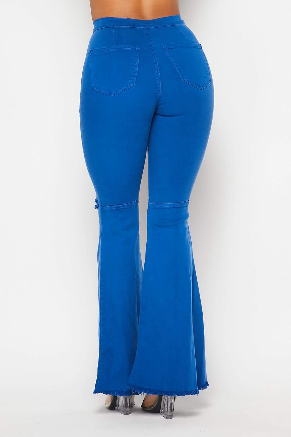 Vibrant Women's Juniors Bell Bottom High Waist Fitted Denim Jeans - Image 3