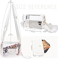 Vista 2 de Pequeña bolsa cruzada transparente para mujer, aprobada para estadios, bolsas transparentes para conciertos, eventos deportivos, festivales