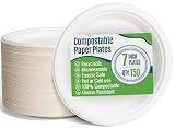 Paper Plates 7 Inch [150 Count] White Heavy-Duty - Microwavable, Hot & Cold, Sturdy Grease Resistant