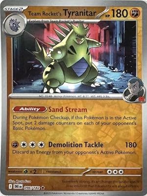Pokemon - Team Rockets Tyranitar 096 182 - Destined Rivals - Reverse Foil - Single Card