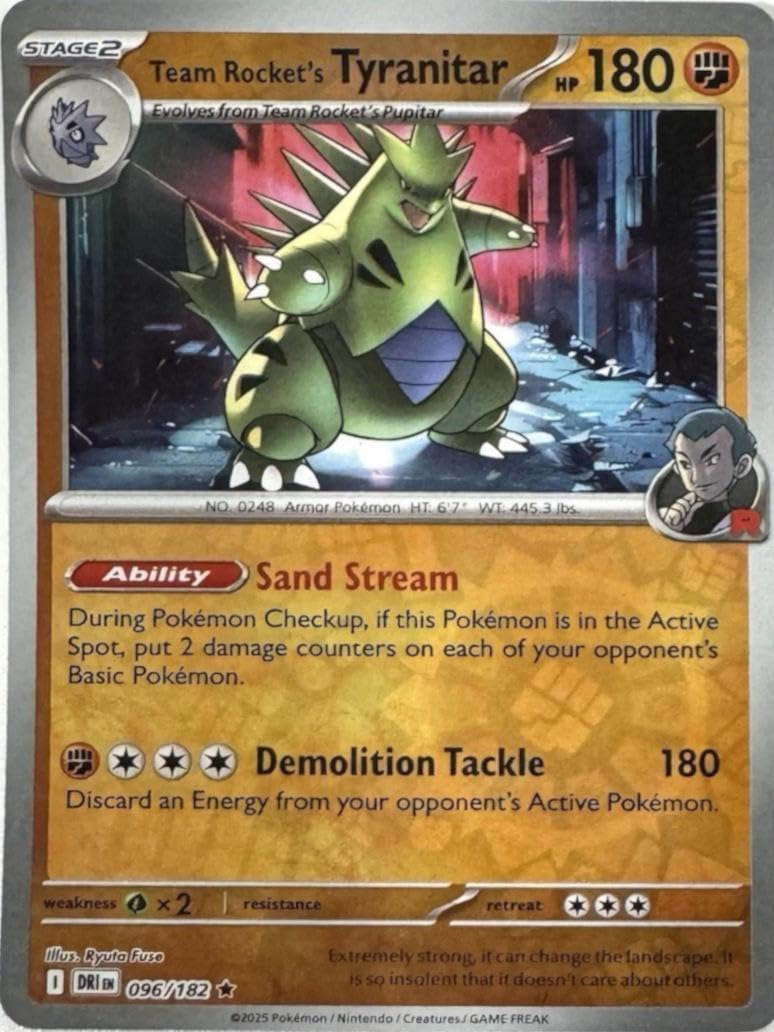Pokemon - Team Rockets Tyranitar 096 182 - Destined Rivals - Reverse Foil - Single Card