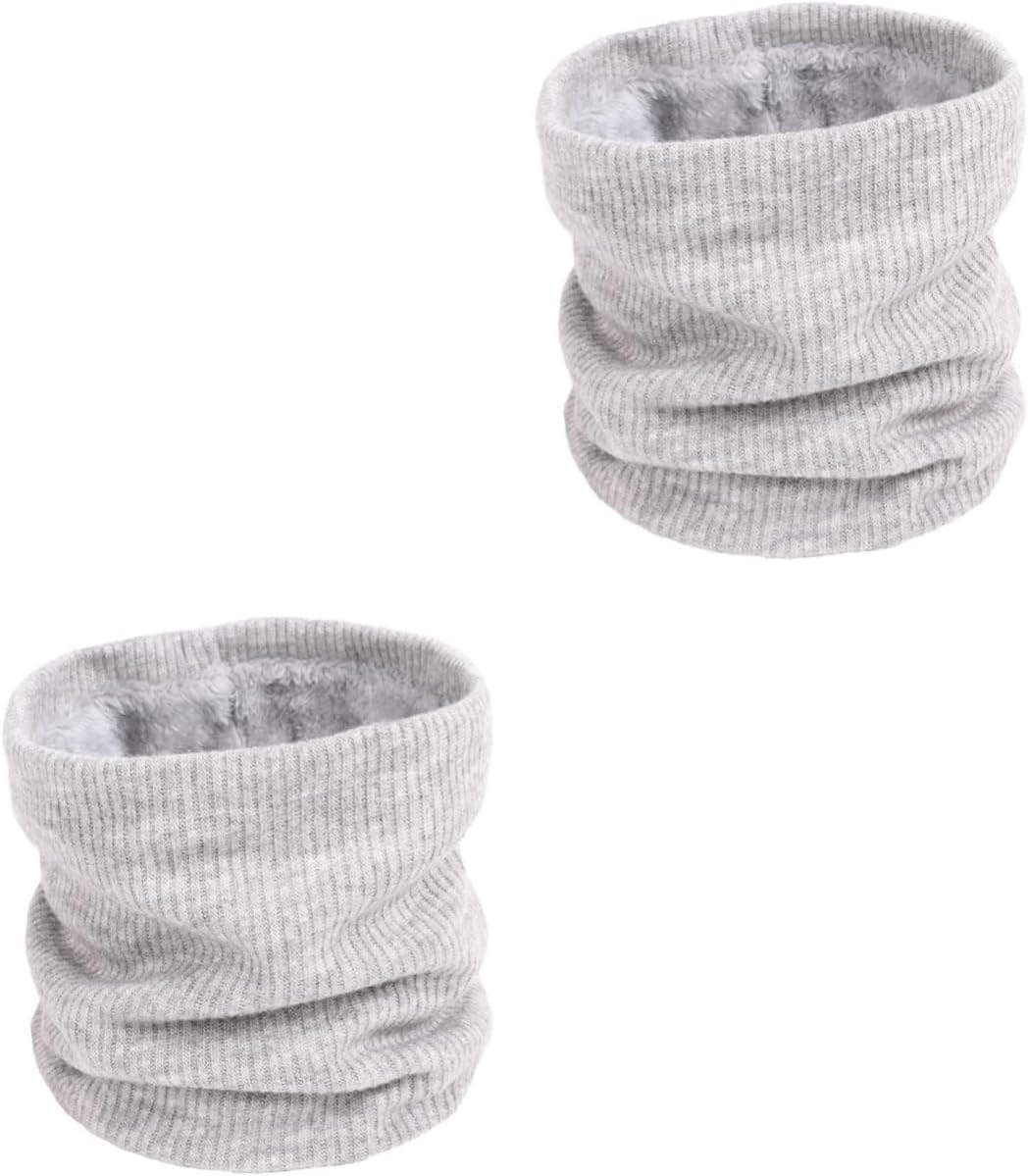 2pcs Neck Warmer Circle Scarf Thick Fluffy Lining Scarf All-match Artificial Wool Fall