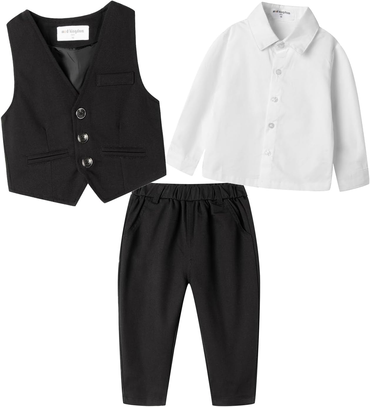 Mud Kingdom Boys Suits for Weddings White Shirts, Vests and Pants Clothes Sets