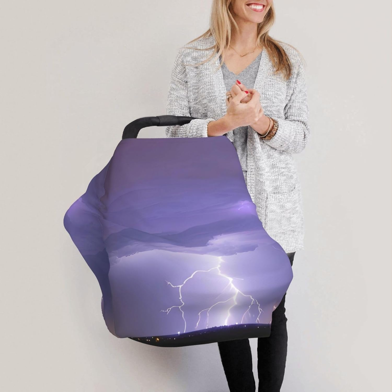 Lightning Storm Versatile full-print Stroller Chair Cover/Nursing Cover, specially designed for your baby, Black