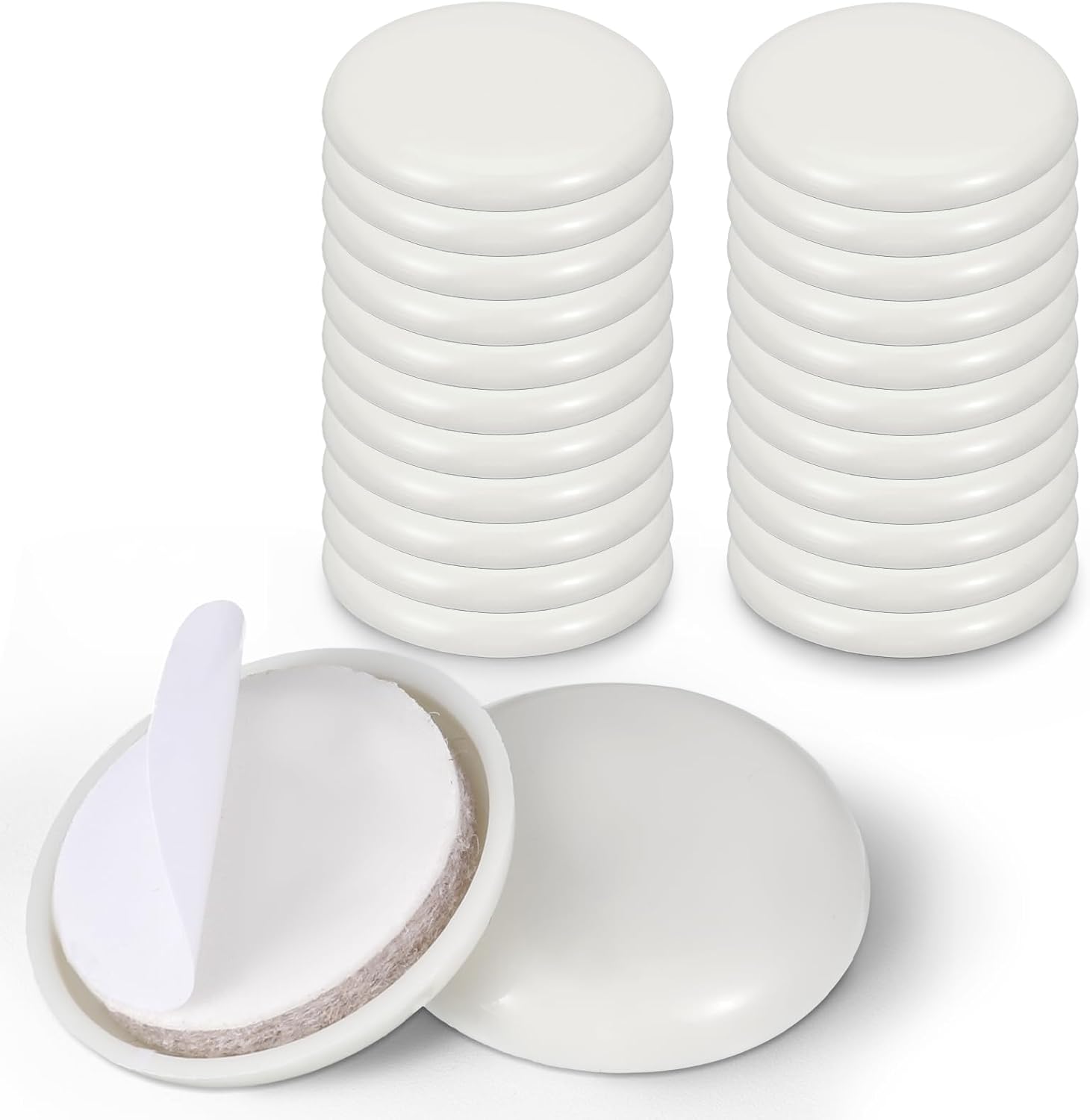 24 PCS Self-Stick Furniture Sliders, Reusable Round Glides Glider, 1-1/4" Furniture Sliders for Carpet & Hardwood Floors, Adhesive Carpets Slider for Moving Furnitures Protecting Carpet