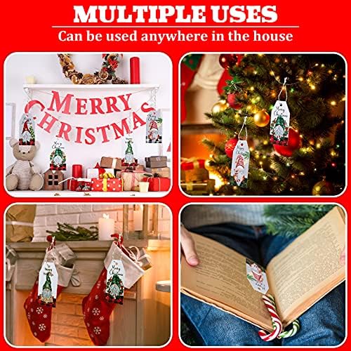 50 Pieces Christmas Tags for Presents Gnomes Xmas Gift Tags with Twine Christmas Hanging Tag Label for Christmas DIY Decorations Present Wrapping