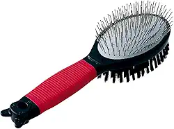 Ferplast Gro 5928, Escova Dupla para Cães, Vermelho, com Cerdas Macias e Cerdas Metálicas Ferplast para Cães