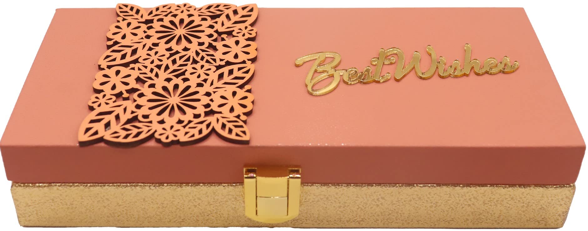 Topshelf Designer Lazer Cutting Shagun Cash Box Or Gaddi Box For Shagun,Money Box For Wedding,Anniversary, Ring Ceremony,Eidi,Baby Shower, Or Any Other Occasion (1, Orange)