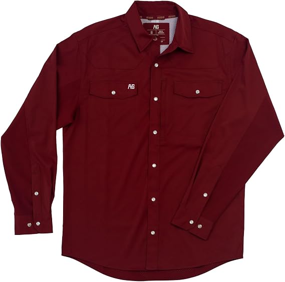 AG-GEAR Men's Long Sleeve Stockyard Pearl Snap Shirt, Breathable Button-Down Western Shirt for Men