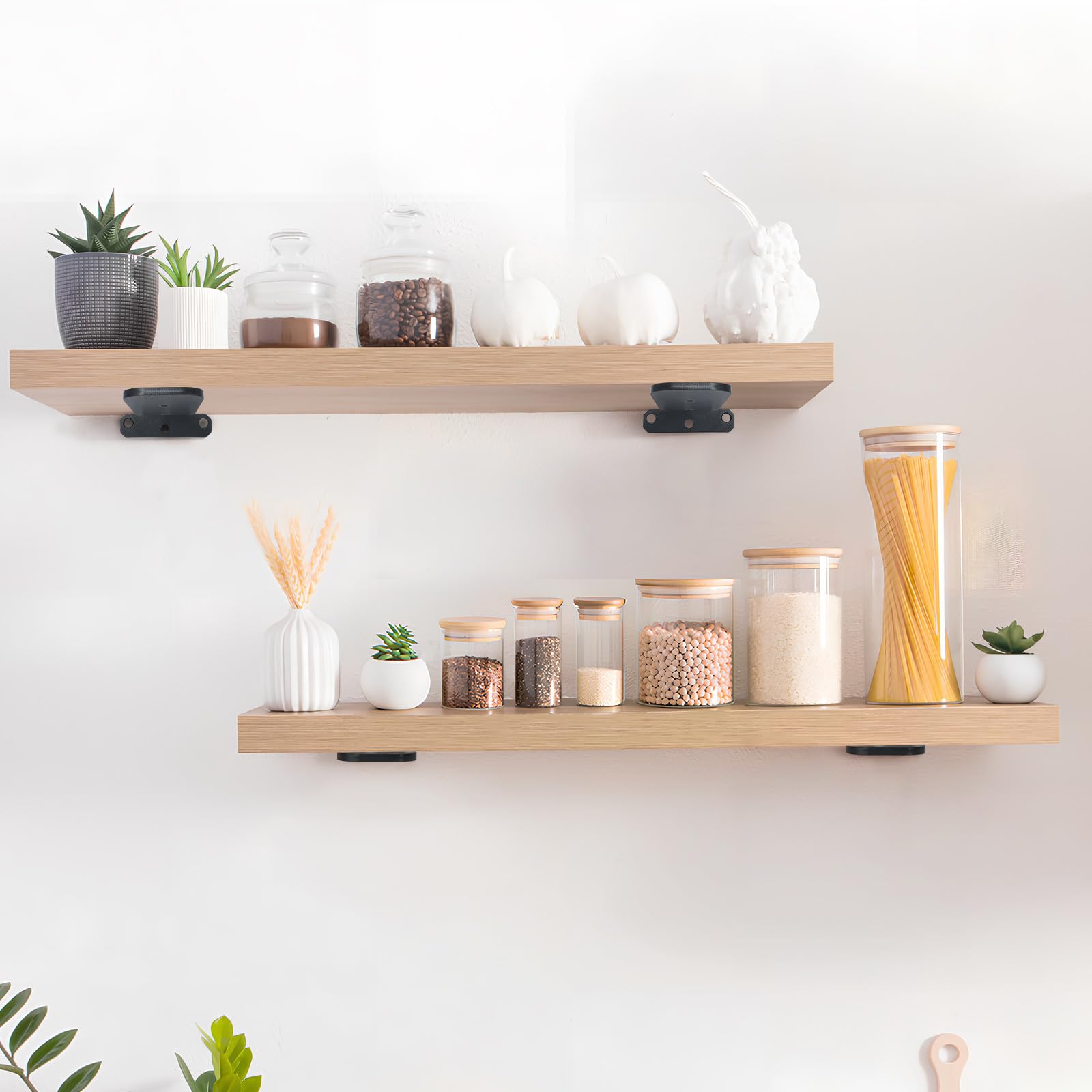 4 Piezas Soportes para Estantes de Pared en Esquina, Reforzado