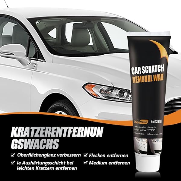 Kratzer Entferner Auto, 2026 NEU Autolack-Polierpaste, Scratch Remover Mit Schwamm, 120ml Lack Reparatur Polieren Paste Für Cars Verschiedene Oberflächen Quick Effect Coating Agent (1) - 3