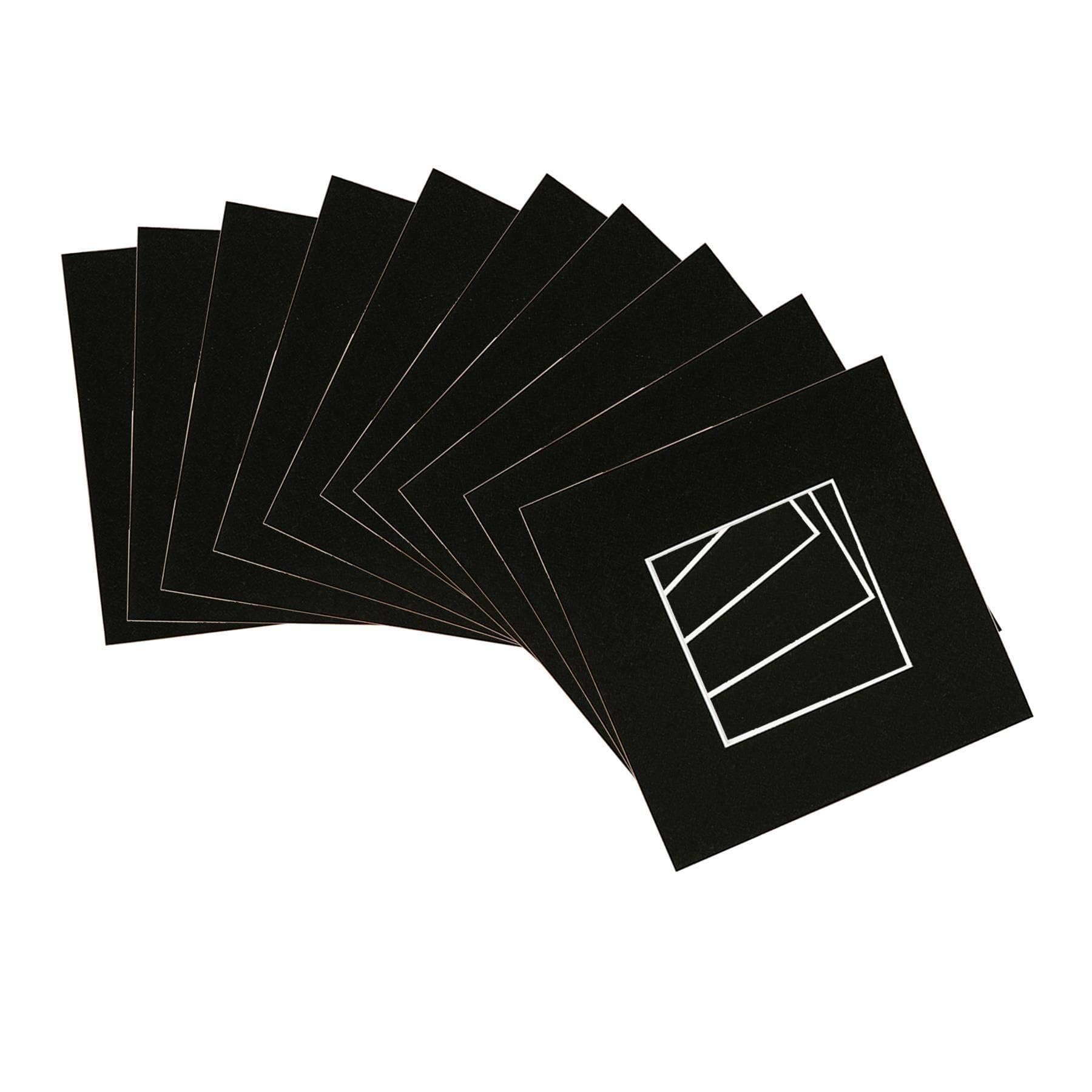 Nicola Spring Black 10Pc Picture Photo Mounts Set - To Fit Frame Size 8 X 8 For Image Size 4 X 4
