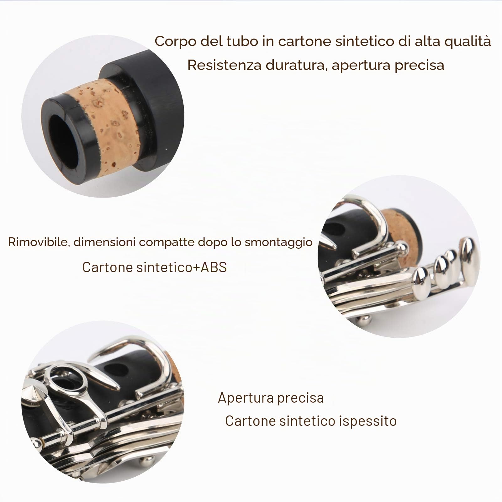 Clarinetto in Sib per strumenti musicali professionale per studenti per principianti di clarinetto(black)